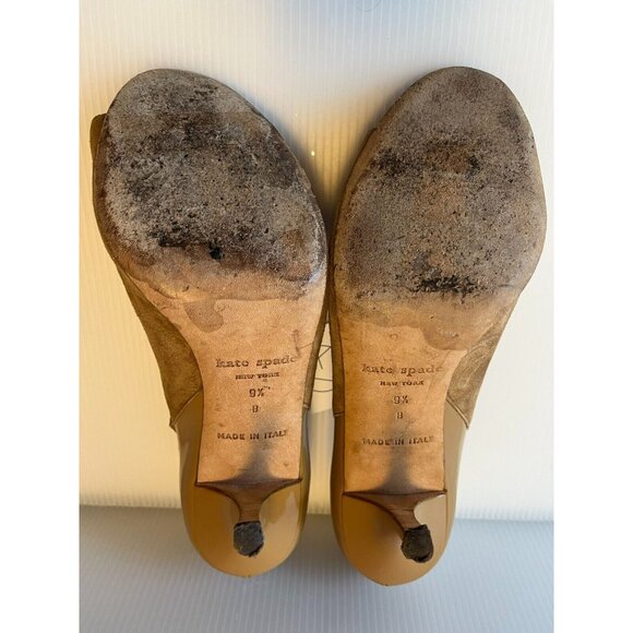 Kate Spade New York Tan Suede Peep Toe Pumps Heels, Size 9.5 (US) - Picture 9 of 11